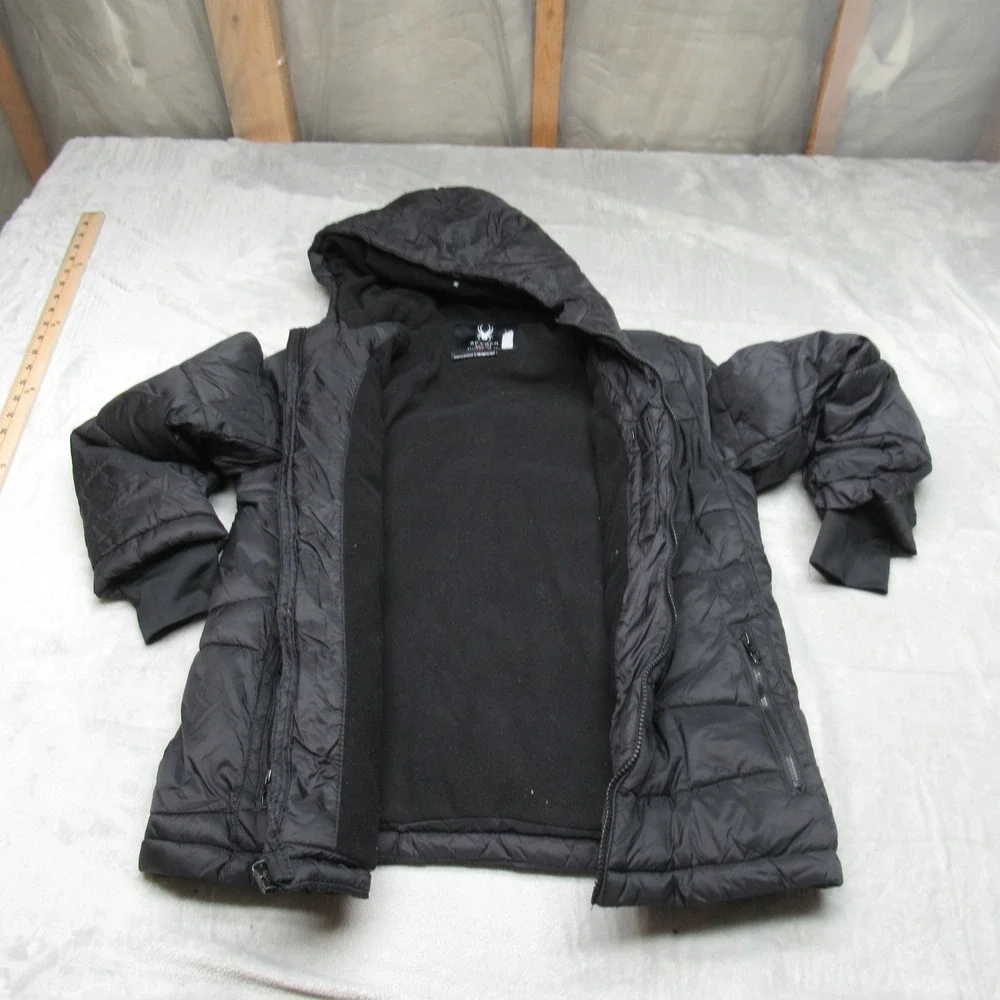Spyder Jacket Boys Large 14/16 Black Insulated Quilted Fleece Lined Nexus Puffer